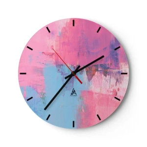 Reloj de pared - Reloj de vidrio - Rosa, azul y una pizca de luz - 40x40 cm