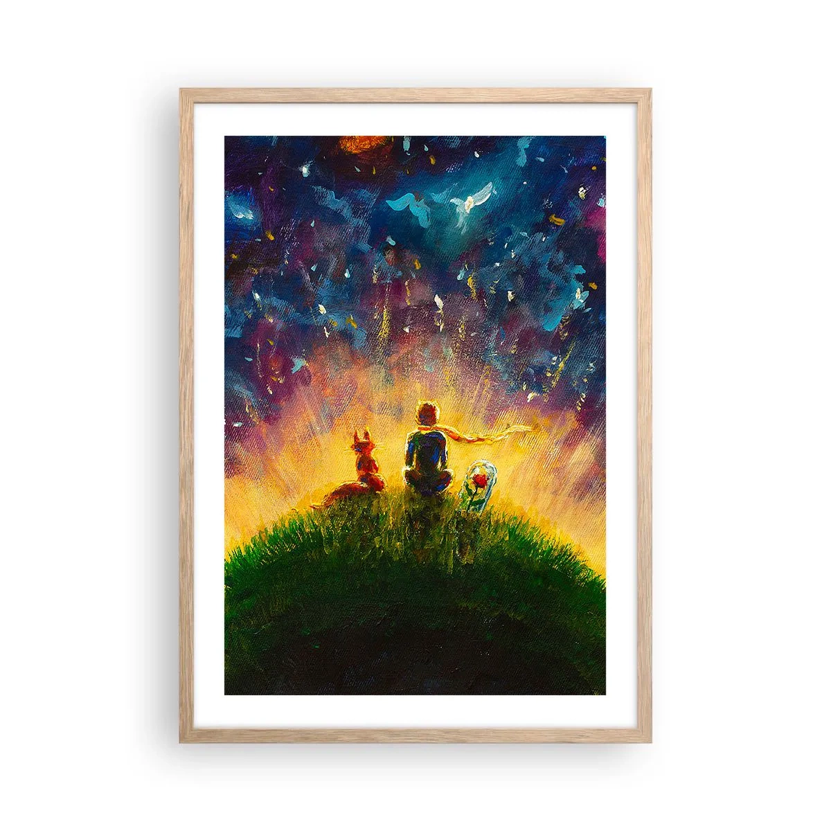 Póster en marco roble claro - Amor y amistad - lo único entero - 50x70 cm