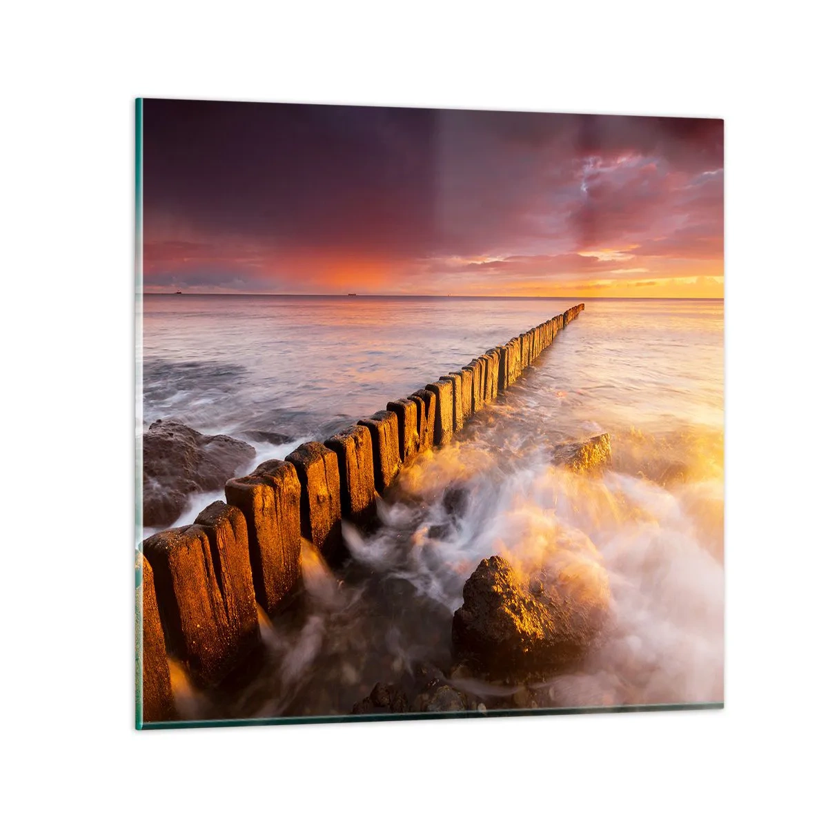 Cuadro sobre vidrio - Impresiones sobre Vidrio - La dulzura de las olas - 70x70 cm