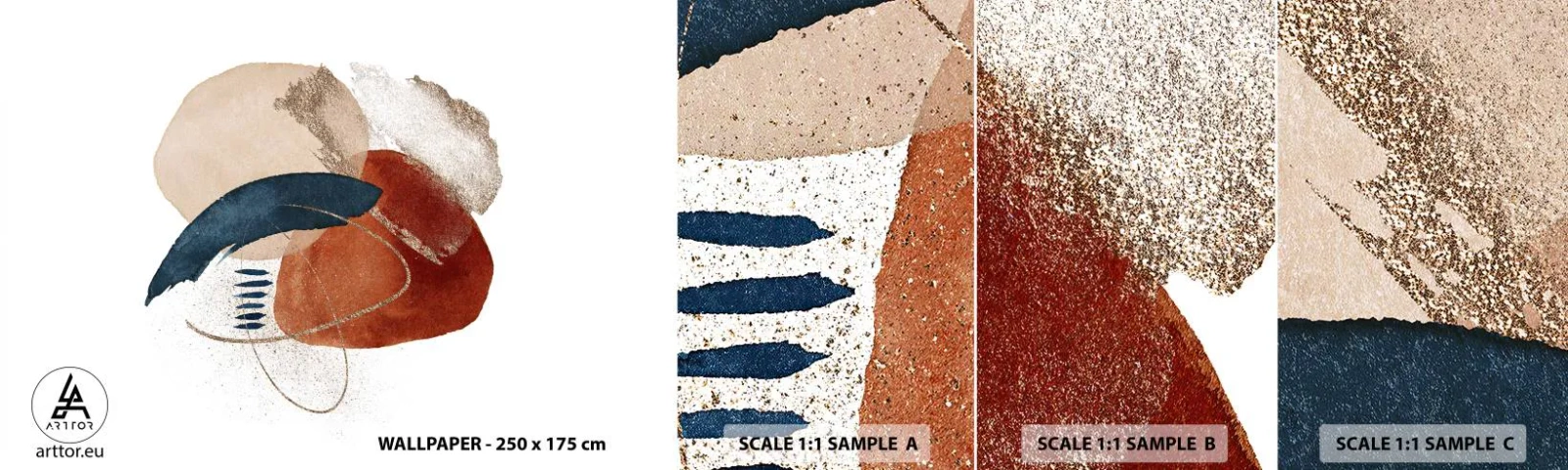 Muestra De Fotomural Standard Eco - Composición ovalada - Abstracción, Pedazo, Patrón moderno - 100x30 cm