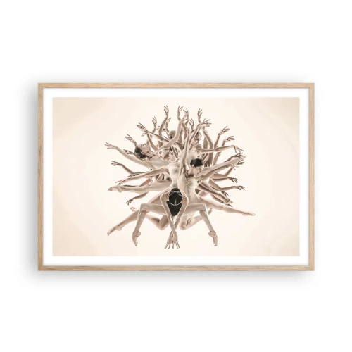 Póster en marco roble claro - Floreciendo en la danza - 91x61 cm