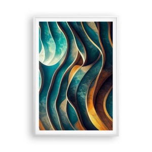 Póster en marco blanco - Meandros de azul - 70x100 cm