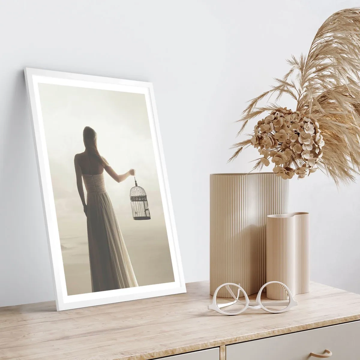 Póster en marco blanco - Sé libre - 40x50 cm