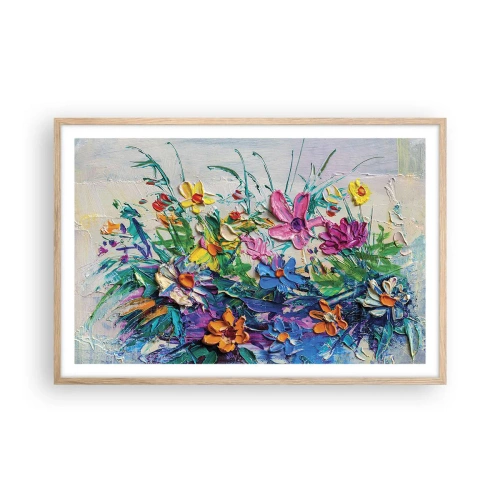 Póster en marco roble claro - La energía de las flores - 91x61 cm