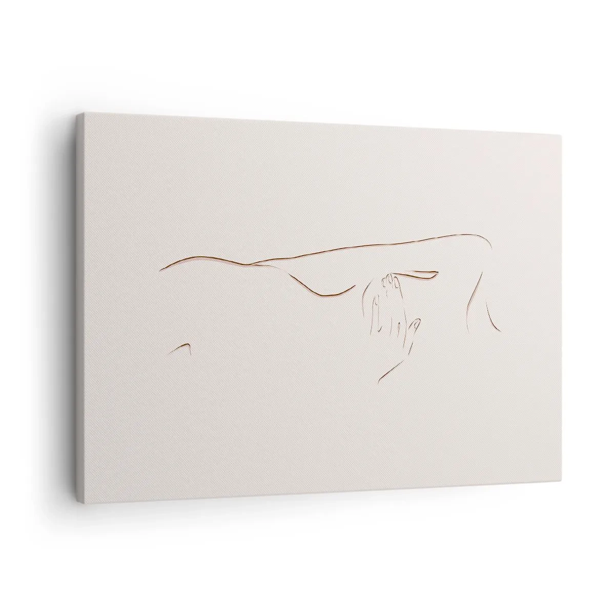 Cuadro sobre lienzo - Impresión de Imagen - Un dibujo lineal sutil de una silueta sobre un fondo claro. - 70x50cm - La forma del deseo - Decoración de pared moderna para salón y dormitorio ARTTOR