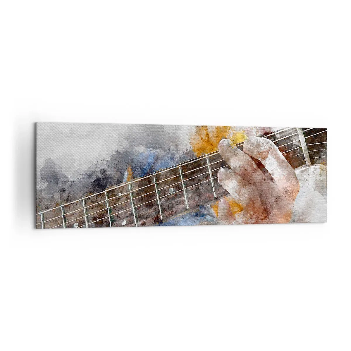 Cuadro sobre lienzo - Impresión de Imagen - Imagen abstracta de una mano tocando la guitarra. - 160x50cm - Poesía entre las cuerdas - Decoración de pared moderna para salón y dormitorio ARTTOR