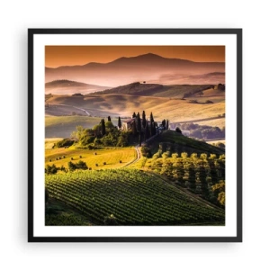 Póster en marco negro - Paisaje toscano - 60x60 cm