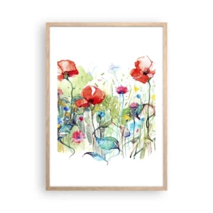 Póster en marco roble claro - Un prado en flor en mayo - 50x70 cm