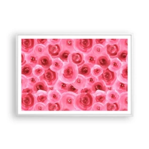 Póster en marco blanco - Rosas abajo y arriba - 100x70 cm