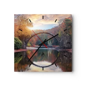 Reloj de pared - Reloj de vidrio - Al otro lado del espejo - 40x40 cm