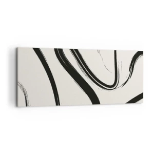 Cuadro sobre lienzo - Impresión de Imagen - Líneas curvas en blanco y negro sobre un fondo claro - 120x50cm - Fantasía en blanco y negro - Decoración de pared moderna para salón y dormitorio ARTTOR