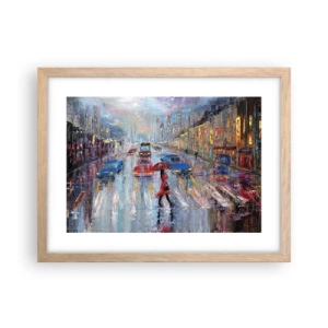 Póster en marco roble claro - Una tarde de lluvia en la ciudad - 40x30 cm