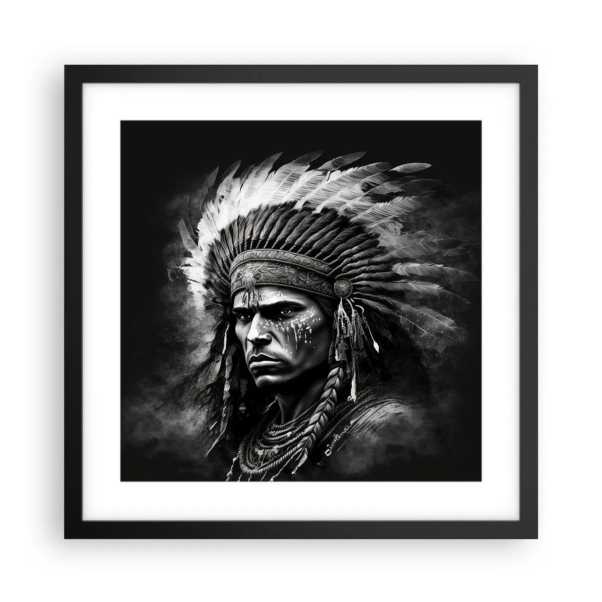 Póster en marco negro - Líder y guerrero - 40x40 cm