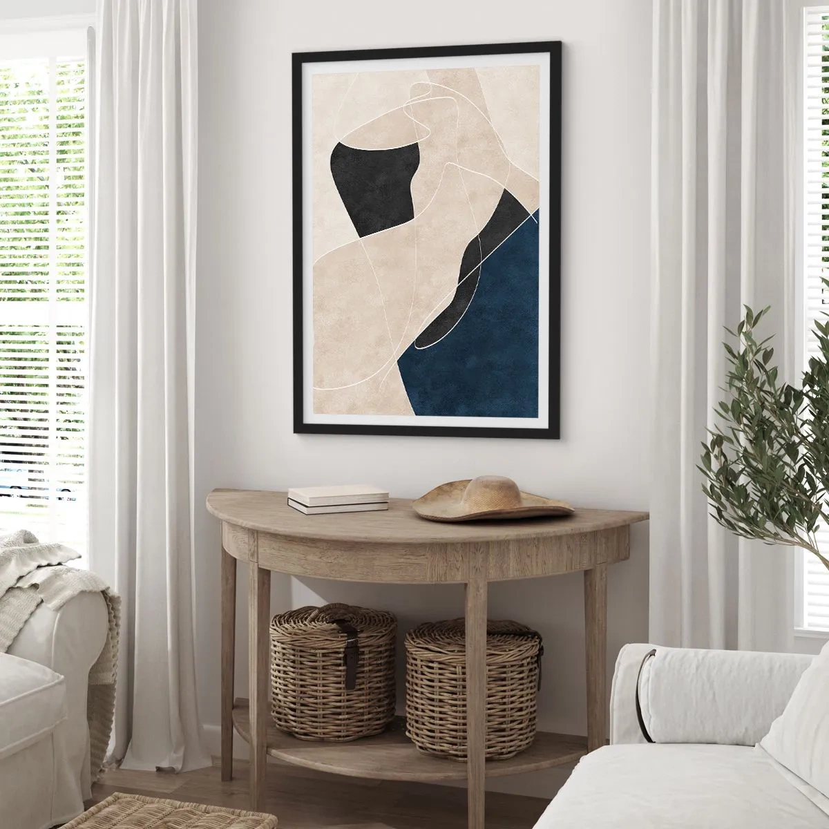 Póster en marco negro - Composición abstracta - contraste de colores - 61x91 cm