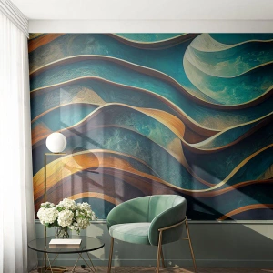 Fotomural Standard Eco - Meandros de azul - Ondas, Abstracción, Tridimensional - 400x280 cm