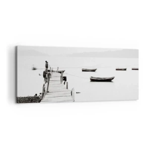 Cuadro sobre lienzo - Impresión de Imagen - Junto al agua tranquila y clara - 100x40 cm