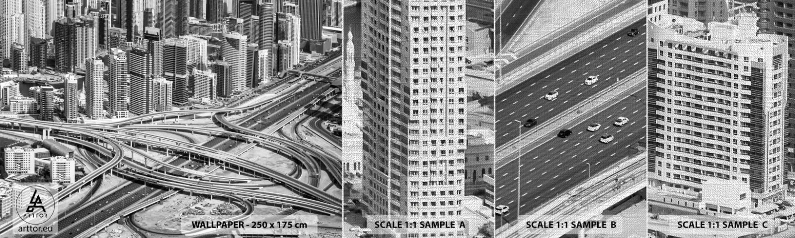 Muestra de fotomural Premium Canvas - Dubái: la ciudad imposible - Ciudad, Arquitectura, Metrópoli - 100x30 cm