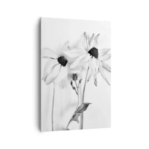 Cuadro sobre lienzo - Impresión de Imagen - Flores en blanco y negro con una composición sutil. - 70x100cm - Nadie quiere estar solo - Decoración de pared moderna para salón y dormitorio ARTTOR