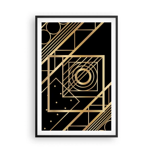 Póster en marco negro - Geometría dorada - 61x91 cm