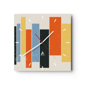 Reloj de pared - Reloj de vidrio - Rectángulos coloridos en un arreglo moderno. - 30x30cm - Barras multicolor - Decoración de pared moderna para salón y dormitorio ARTTOR