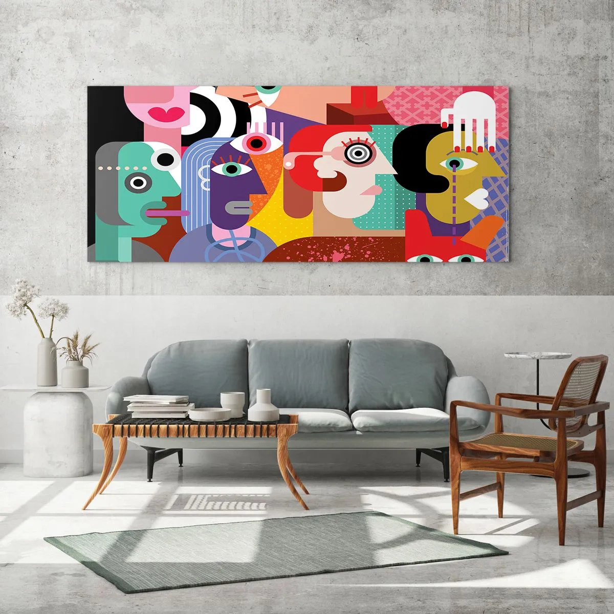 Cuadro sobre vidrio - Impresiones sobre Vidrio - Estilo Picasso - 100x40 cm