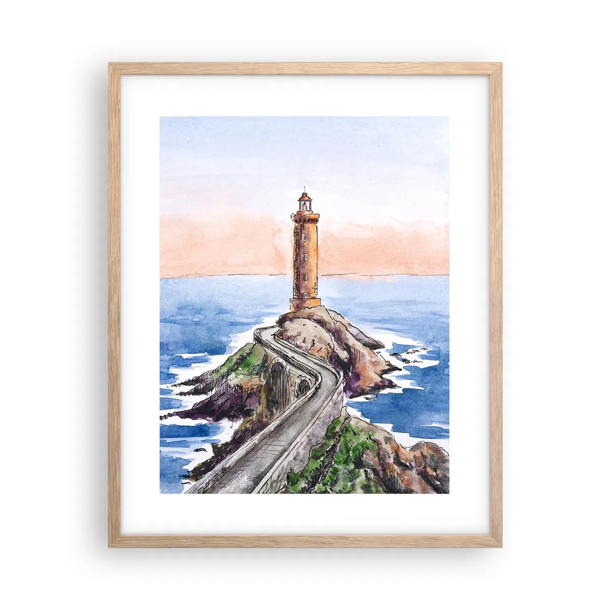 Póster en marco roble claro - Frente al mar - 40x50 cm