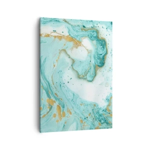 Cuadro sobre lienzo - Impresión de Imagen - Mármol turquesa con acentos dorados en una composición abstracta. - 50x70cm - Bajo la gran ola del periodo Edo - Decoración de pared moderna para salón y dormitorio ARTTOR