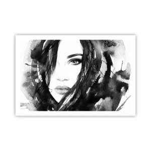 Póster - Retrato de una dama en blanco y negro - 91x61 cm