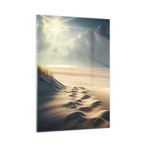 Cuadro sobre vidrio - Impresiones sobre Vidrio - Dunas doradas iluminadas por los rayos del sol - 50x70cm - Paisaje tranquilizador - Decoración de pared moderna para salón y dormitorio ARTTOR