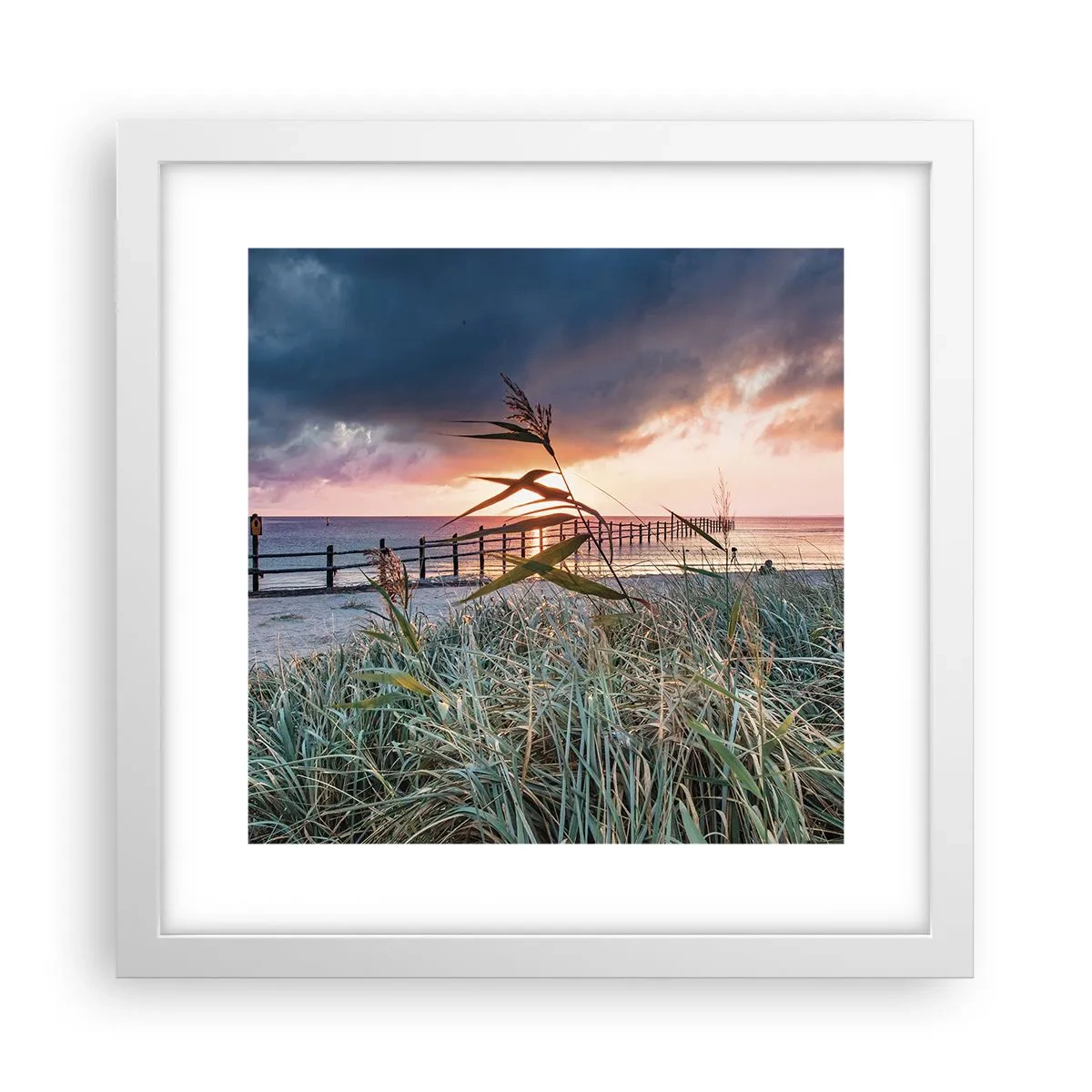 Póster en marco blanco - Bailando con el viento - 30x30 cm