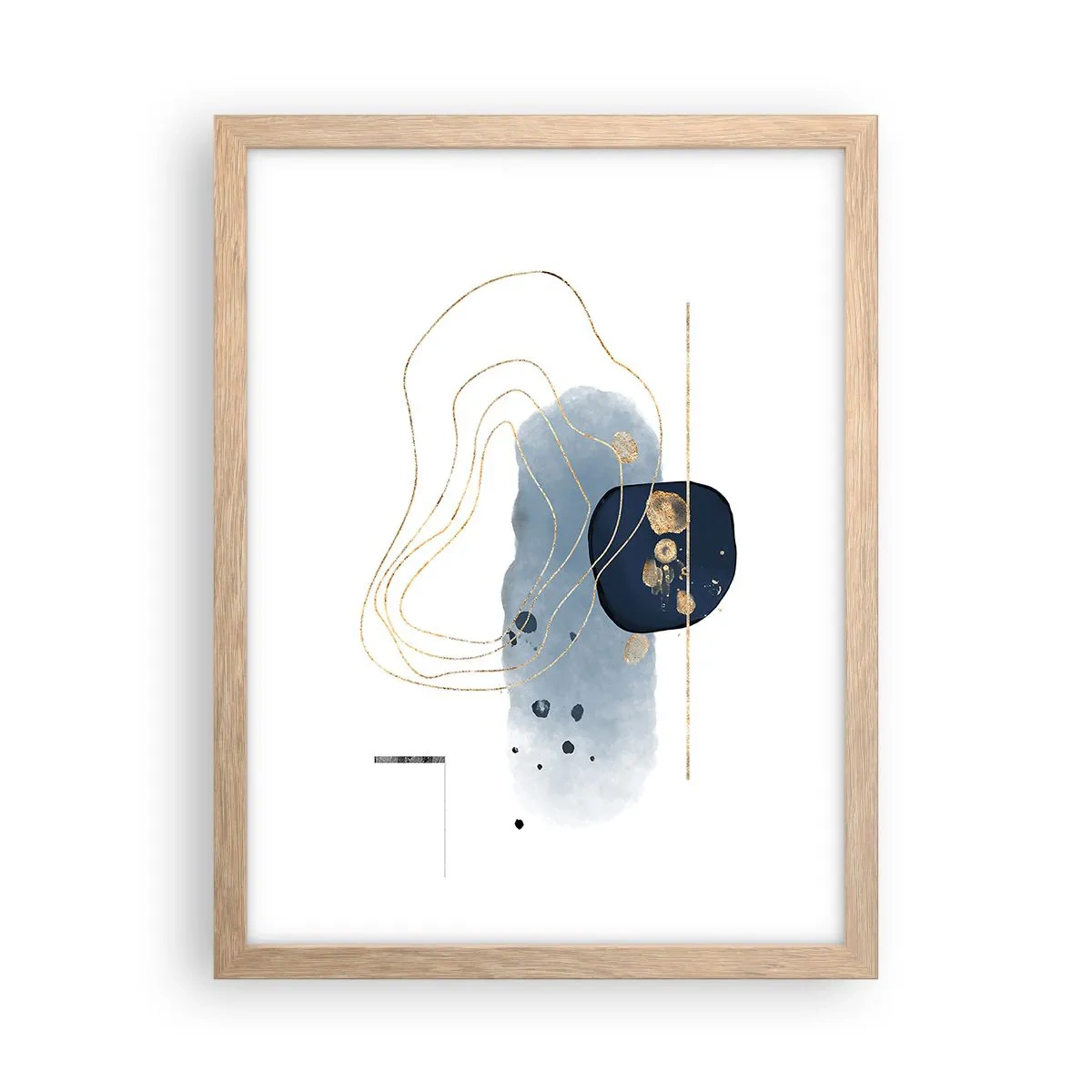 Póster en marco roble claro - Fantasía azul y oro - 30x40 cm