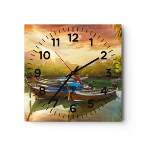 Reloj de pared - Reloj de vidrio - Antes de un día ajetreado - 40x40 cm