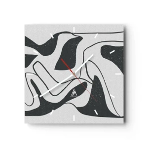 Reloj de pared - Reloj de vidrio - Juego abstracto en un laberinto - 40x40 cm