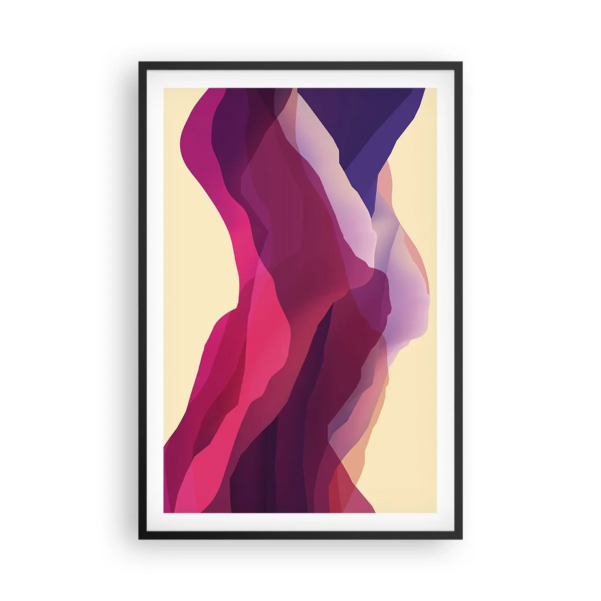 Póster en marco negro - Ondas púrpuras - 61x91 cm