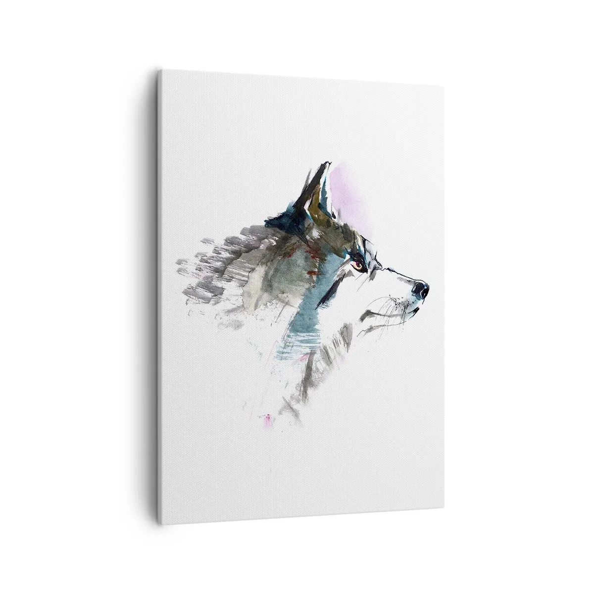 Cuadro sobre lienzo - Impresión de Imagen - Lobo de acuarela en estilo minimalista. - 50x70cm - Habla del lobo si lo ves - Decoración de pared moderna para salón y dormitorio ARTTOR