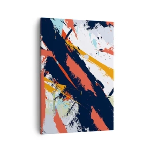 Cuadro sobre lienzo - Impresión de Imagen - Pinceladas abstractas en colores vibrantes - 50x70cm - Composición dinámica - Decoración de pared moderna para salón y dormitorio ARTTOR