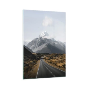 Cuadro sobre vidrio - Impresiones sobre Vidrio - Un camino en las montañas rodeado de un paisaje pintoresco. - 70x100cm - El camino al corazón de las montañas - Decoración de pared moderna para salón y dormitorio ARTTOR