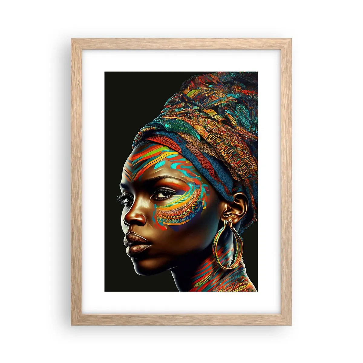Póster en marco roble claro - Reina africana - 30x40 cm