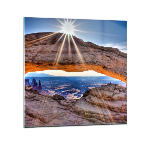 Cuadro sobre vidrio - Impresiones sobre Vidrio - A través de la puerta de la roca - 60x60 cm