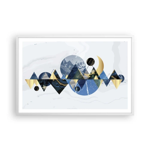 Póster en marco blanco - Paisaje geométrico - 91x61 cm