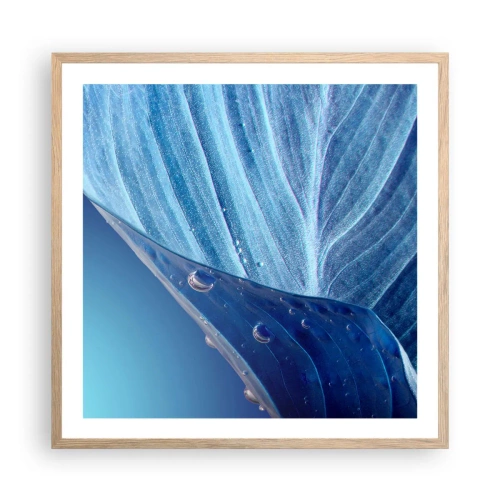 Póster en marco roble claro - Gotas ocultas de azul - 60x60 cm