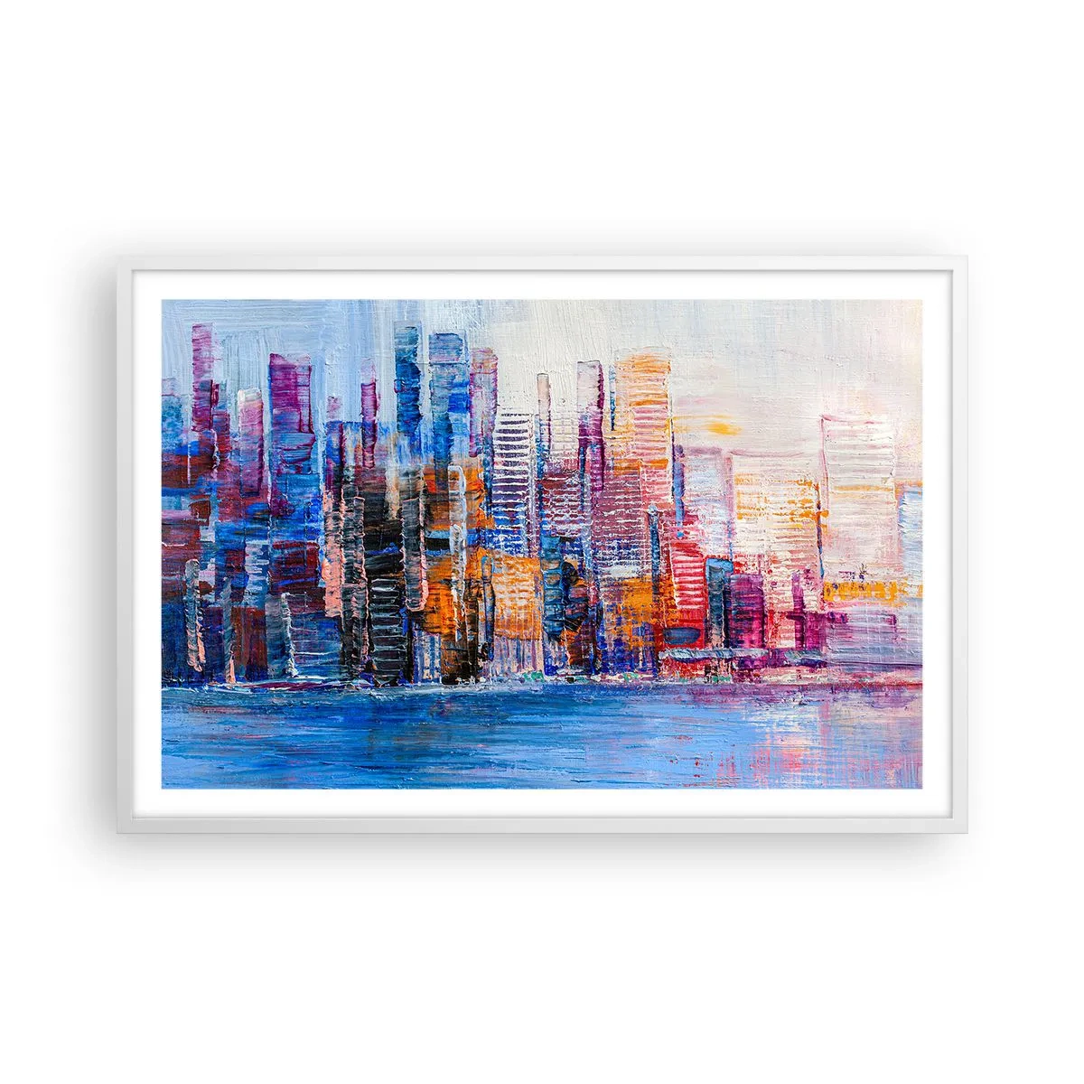 Póster en marco blanco - Una metrópoli alegre - 91x61 cm