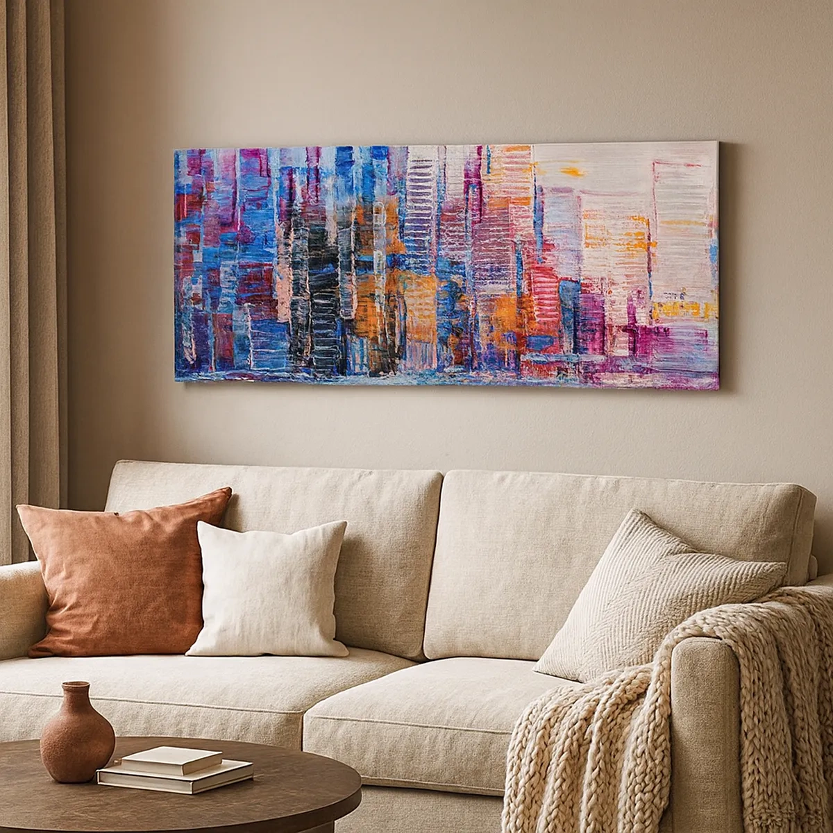 Cuadro sobre lienzo - Impresión de Imagen - Una metrópoli alegre - 30x30 cm