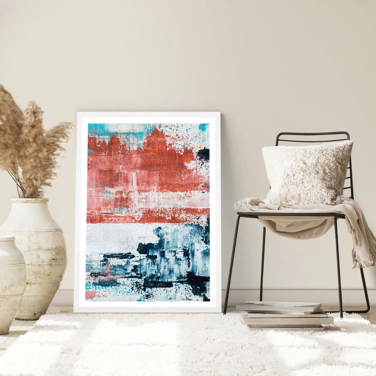 Póster en marco blanco - Mitad abstracción, mitad abstracción - 61x91 cm