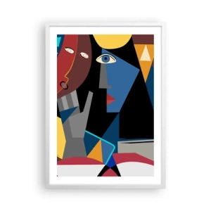 Póster en marco blanco - Conversación cubista - 50x70 cm