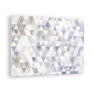Cuadro sobre vidrio - Impresiones sobre Vidrio - Patrón de triángulo geométrico en tonos neutros de gris y beige. - 70x50cm - A ritmo de triángulo - Decoración de pared moderna para salón y dormitorio ARTTOR