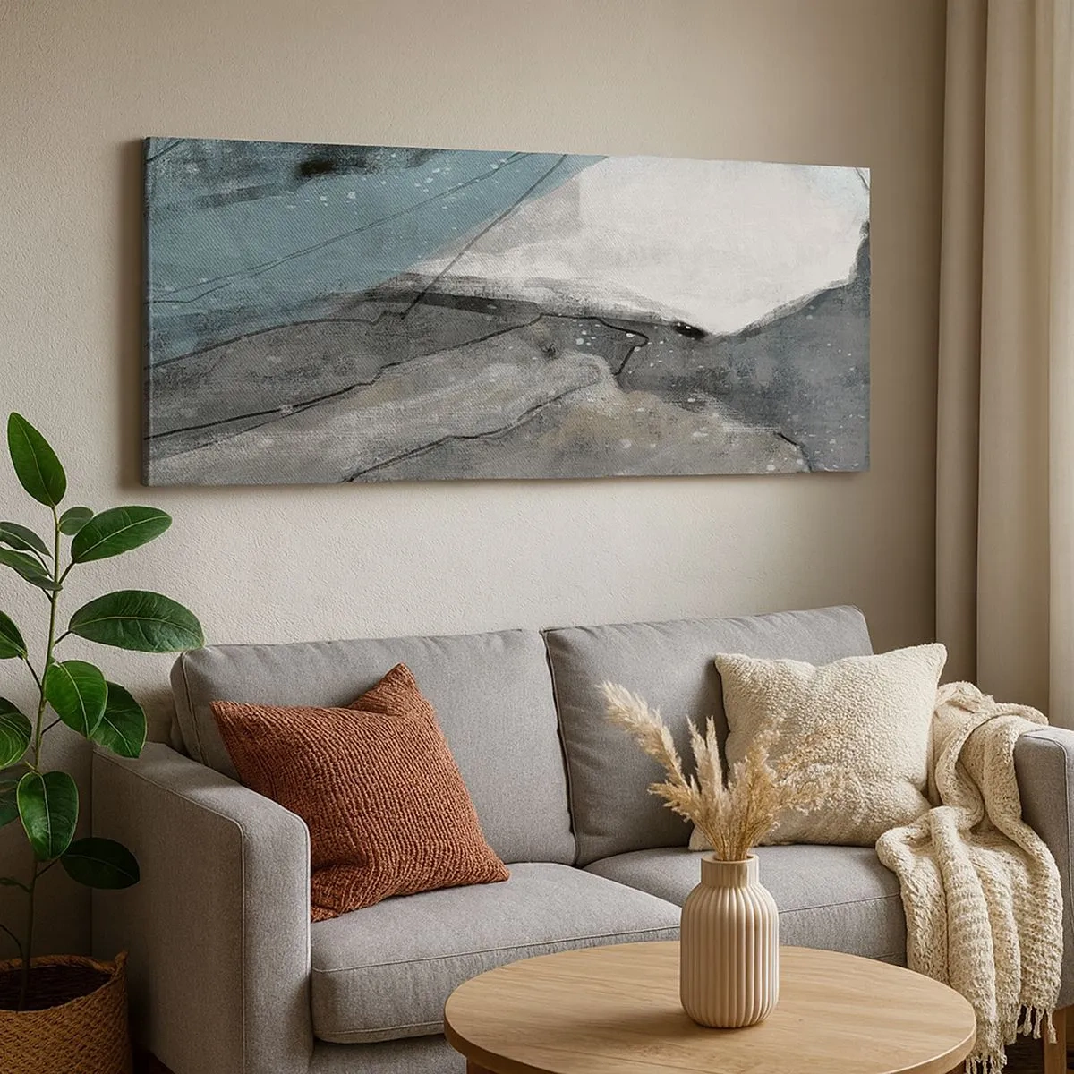 Cuadro sobre lienzo - Impresión de Imagen - Abstracción: rocas y hielo - 100x40 cm