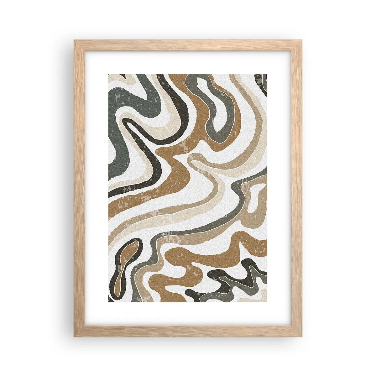 Póster en marco roble claro - Meandros de colores terrosos - 30x40 cm