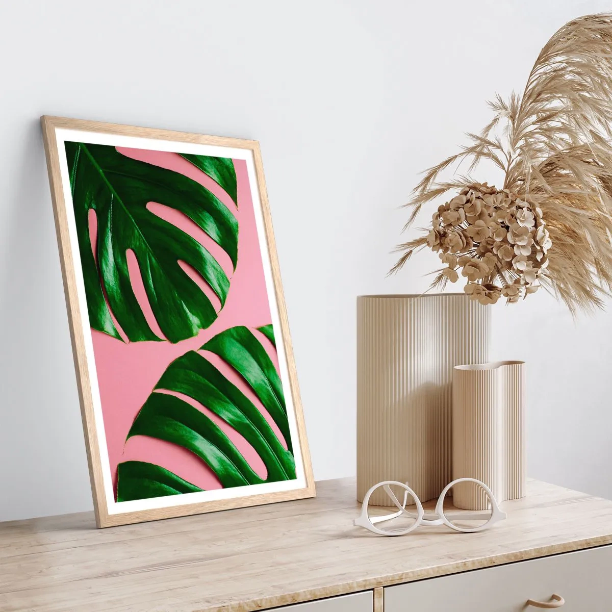 Póster en marco roble claro - Cita con el verde - 70x100 cm