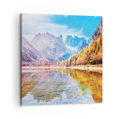 Cuadro sobre lienzo - Impresión de Imagen - Ya es otoño en las montañas - 50x50 cm